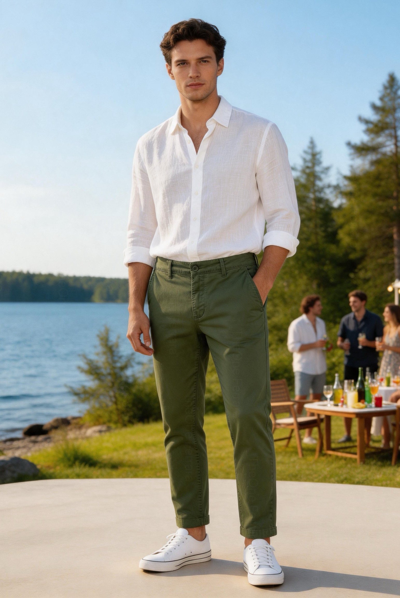 Pantaloni Chino Uomo in Cotone Elasticizzato Slim Fit 44-54 203