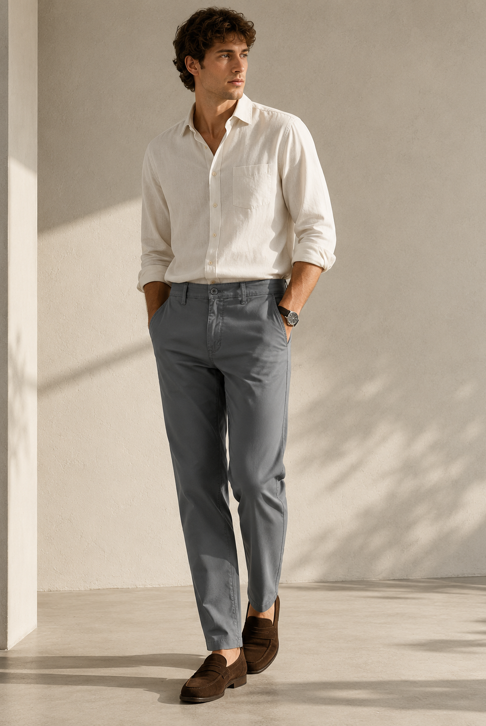 Pantaloni Chino Uomo in Cotone Elasticizzato Slim Fit 44-54 203
