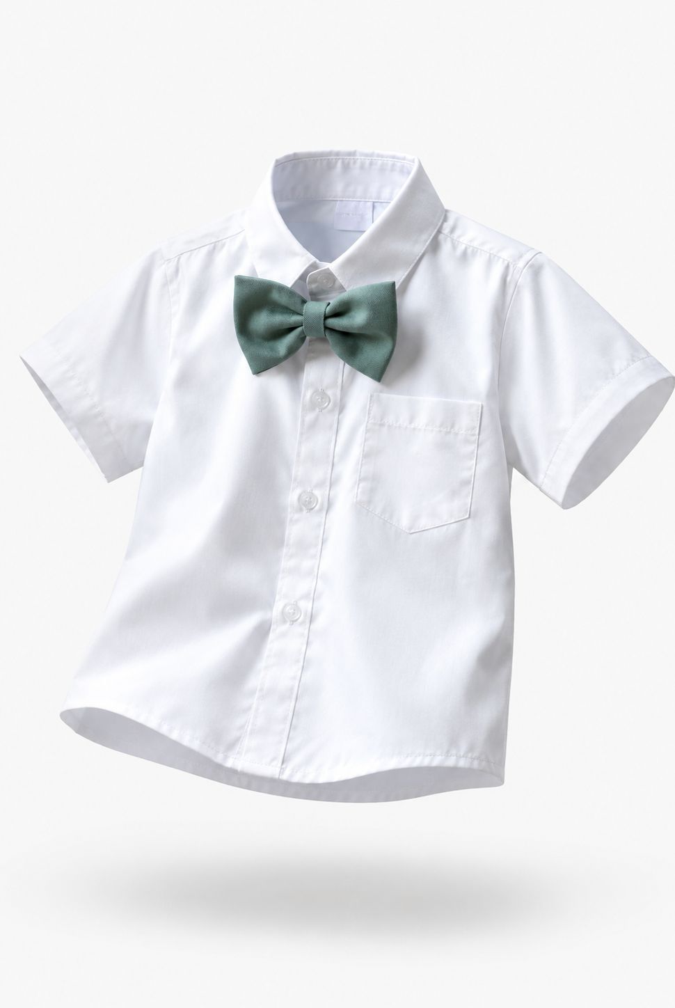 Completo Elegante Bambino Verde Salvia 4 Pezzi con Giacca Shorts Camicia e Papillong 4-10Anni
