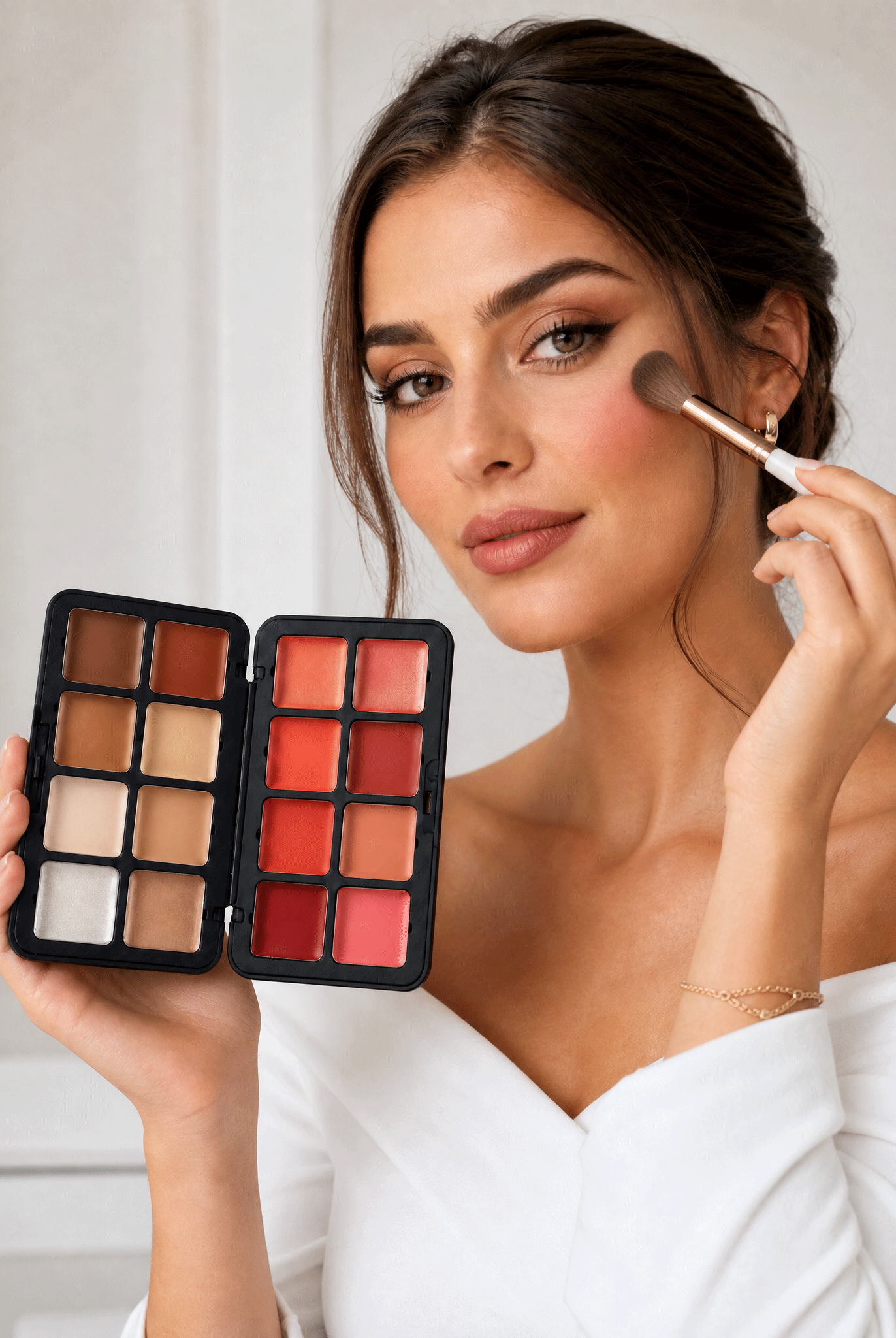 Blush & pó iluminador & contorno compacto 3 in 1