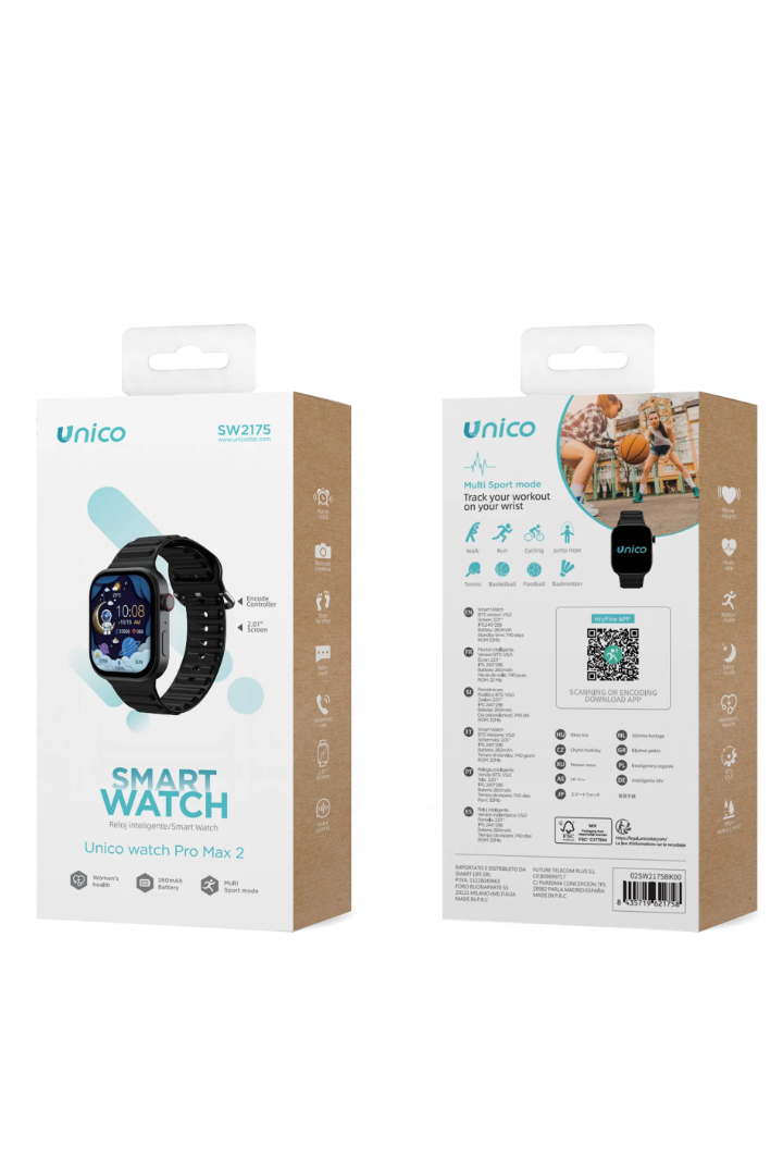 Orologio intelligente con bordo ad angolo retto Hryfine quadrante da 2,01 pollici 49 mm CE ES