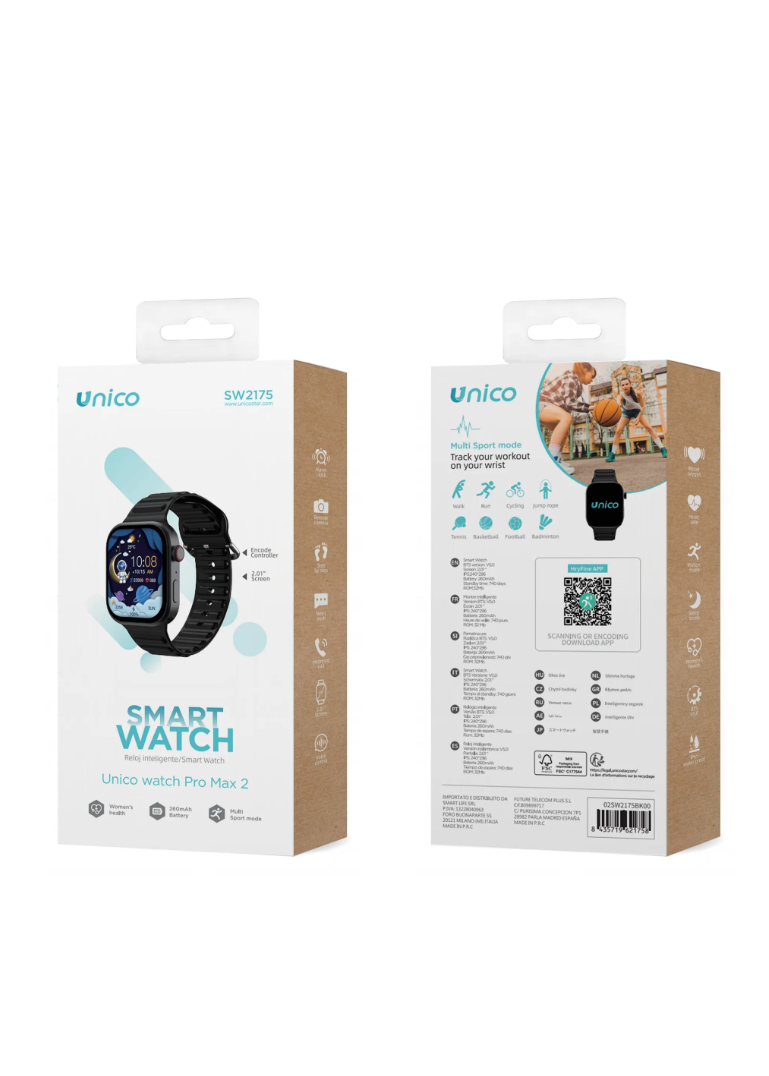 Orologio intelligente con bordo ad angolo retto Hryfine quadrante da 2,01 pollici 49 mm CE ES