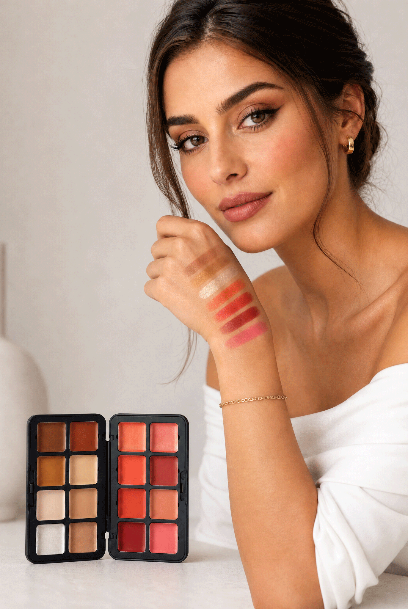 Blush & pó iluminador & contorno compacto 3 in 1