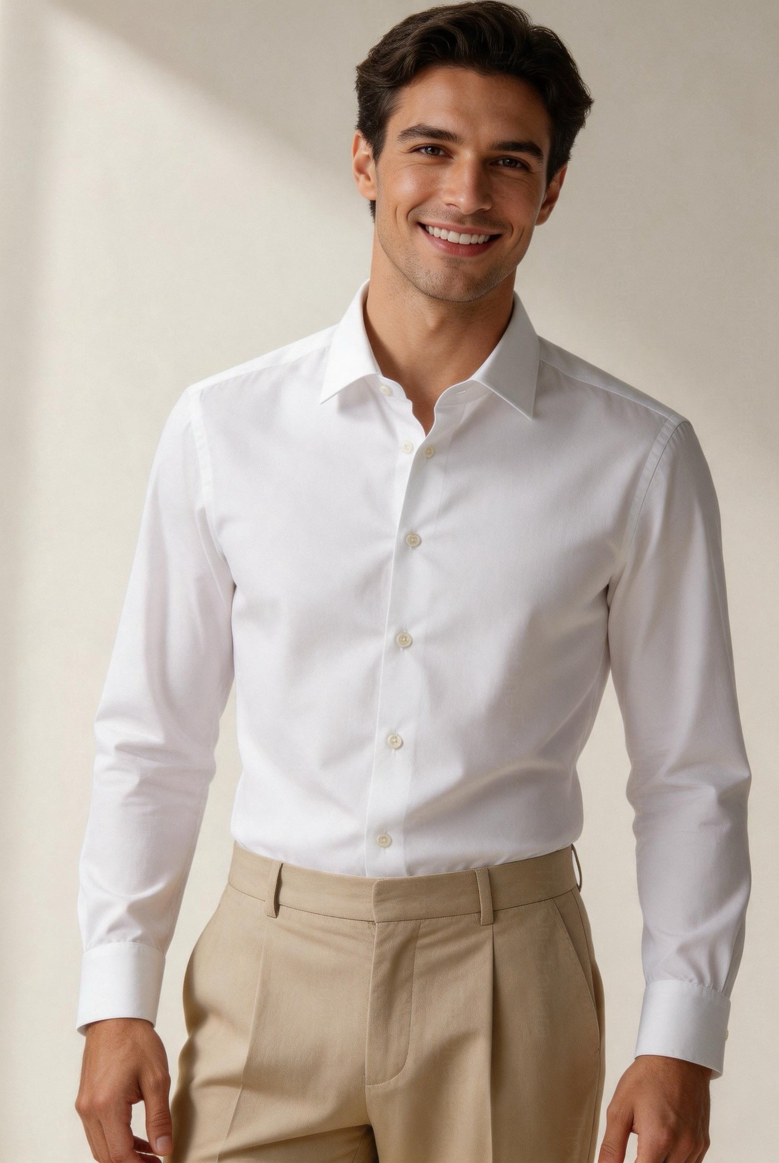 Camicia Uomo Bianca Slim Fit in Cotone Elasticizzato – Elegante Business Casual 2620