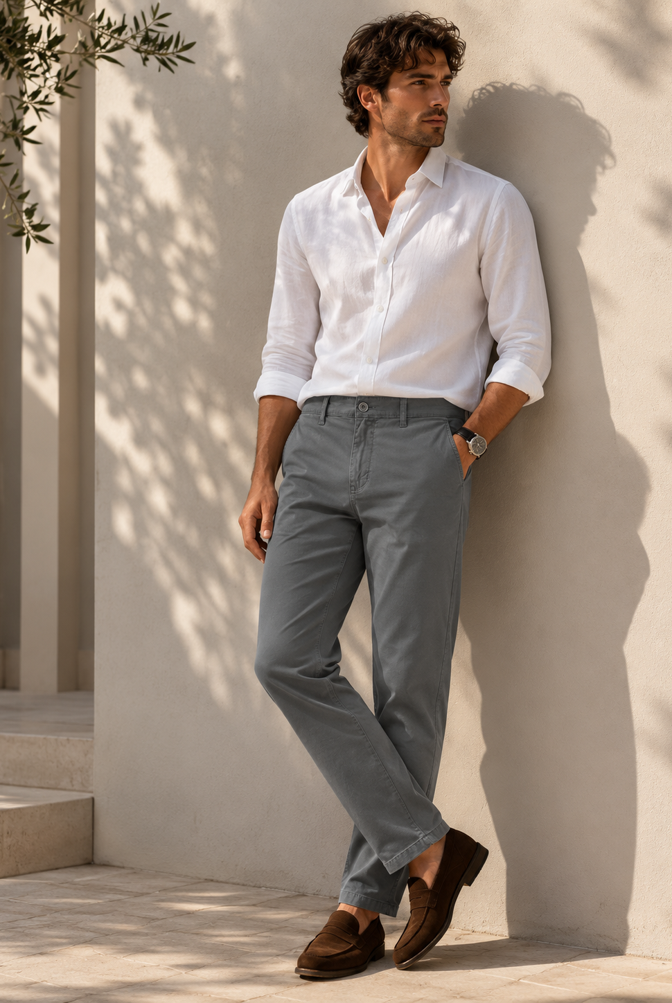 Pantaloni Chino Uomo in Cotone Elasticizzato Slim Fit 44-54 203