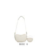 Borsa a spalla con design ondulato e mini portamonete con tracolla regolabile Beige