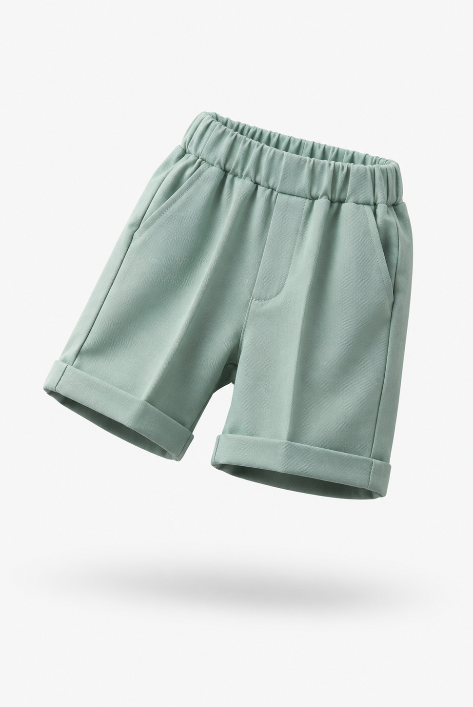 Completo Elegante Bambino Verde Salvia 4 Pezzi con Giacca Shorts Camicia e Papillong 4-10Anni