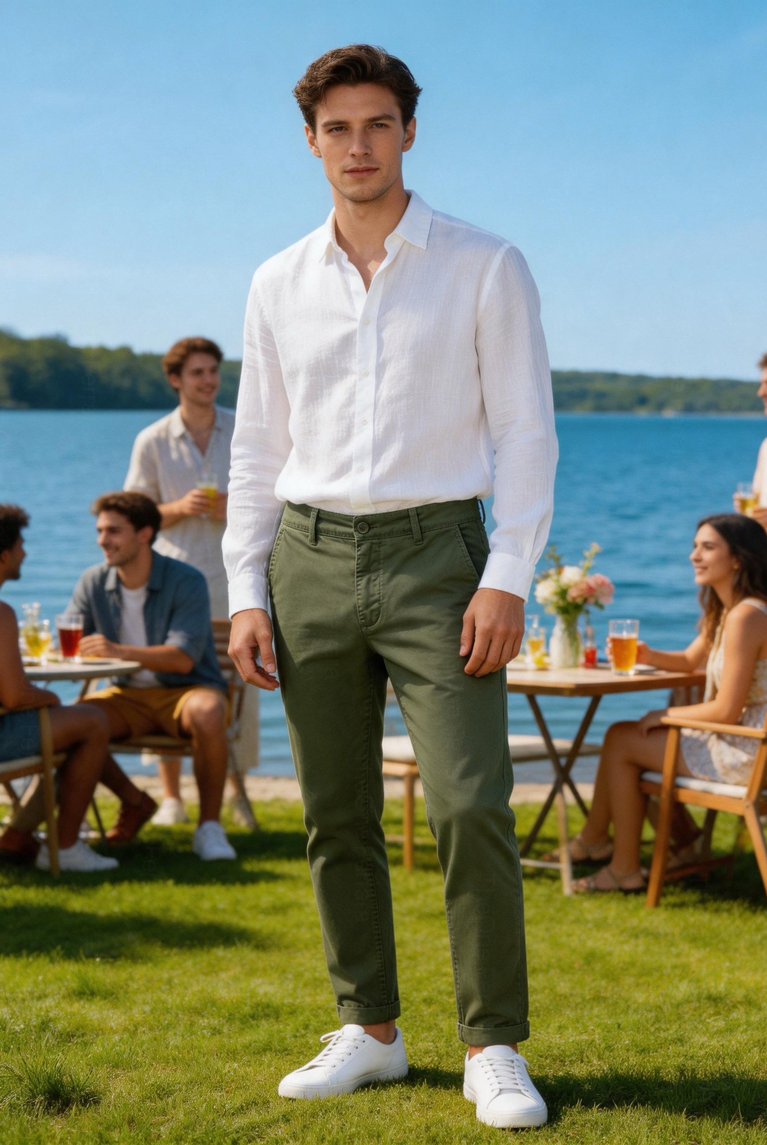 Pantaloni Chino Uomo in Cotone Elasticizzato Slim Fit 44-54 203