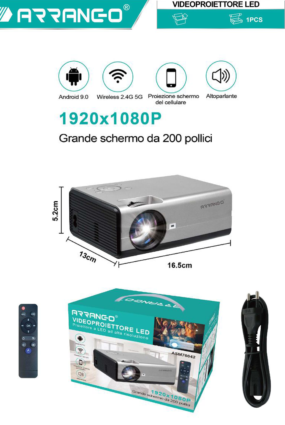 VIDEOPROIETTORE LED Proiettore a LED ad alta risoluzione