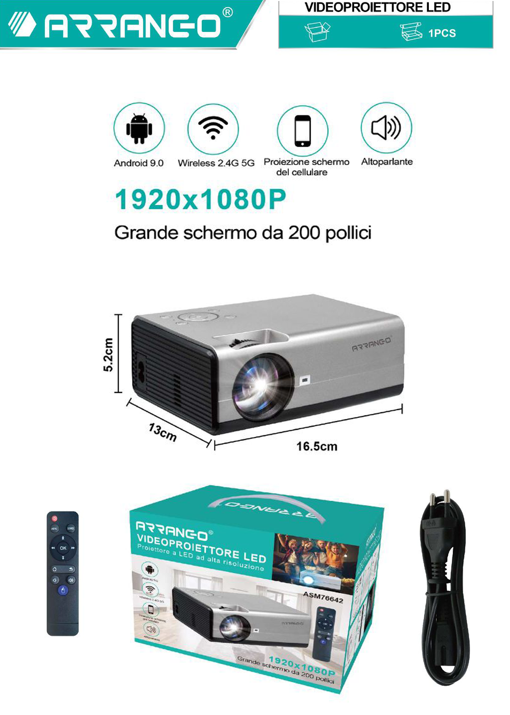 VIDEOPROIETTORE LED Proiettore a LED ad alta risoluzione