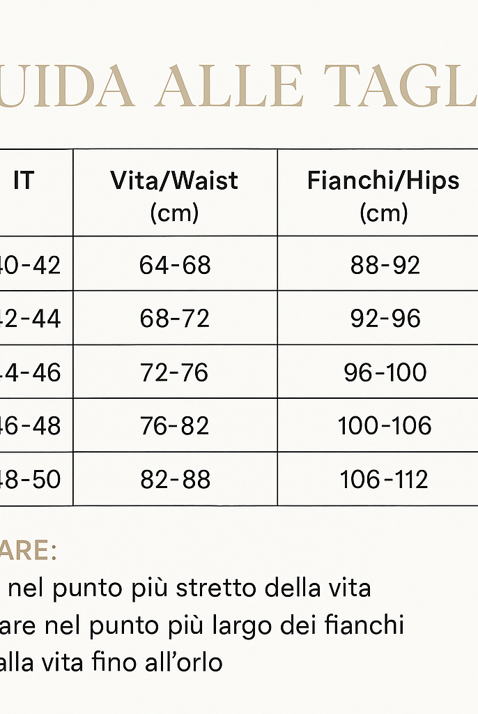 意大利女士裤子尺码对照表