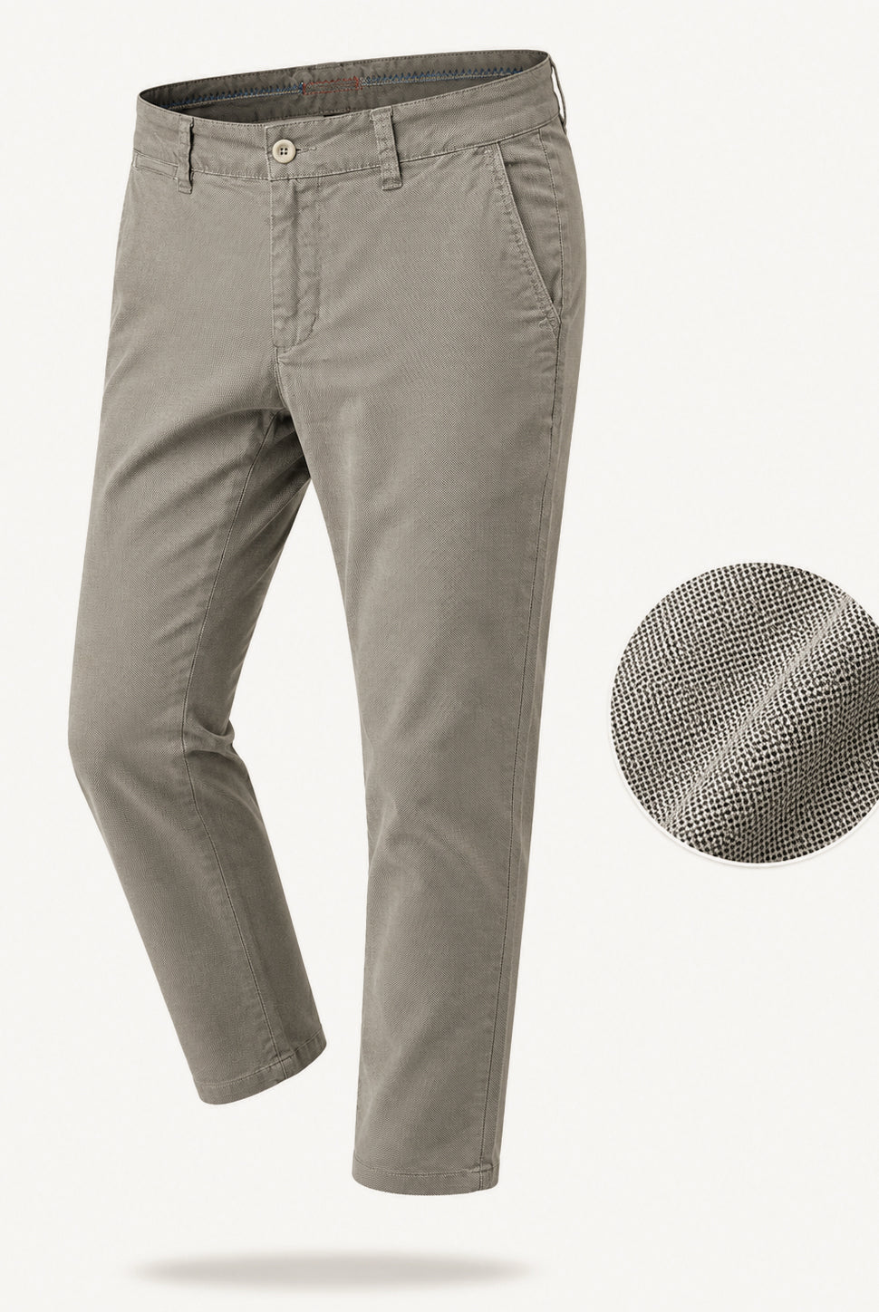 Pantaloni Chino Uomo Eleganti Casual Slim Fit Crema