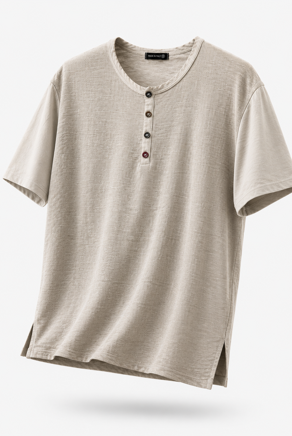 Maglia Uomo Henley 100% Cotone Made in Italy Manica Corta S-3XL