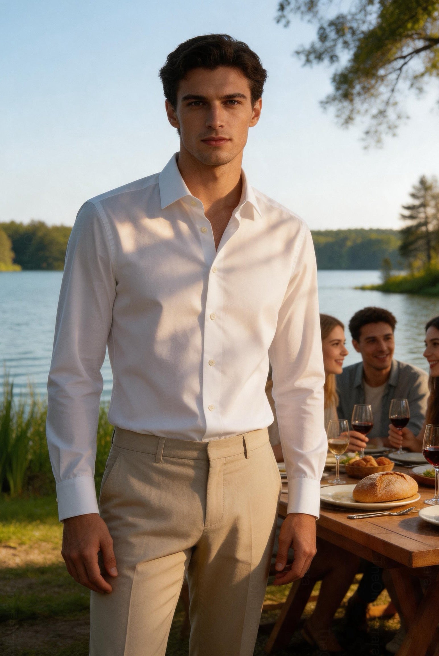 Camicia Uomo Bianca Slim Fit in Cotone Elasticizzato – Elegante Business Casual 2620