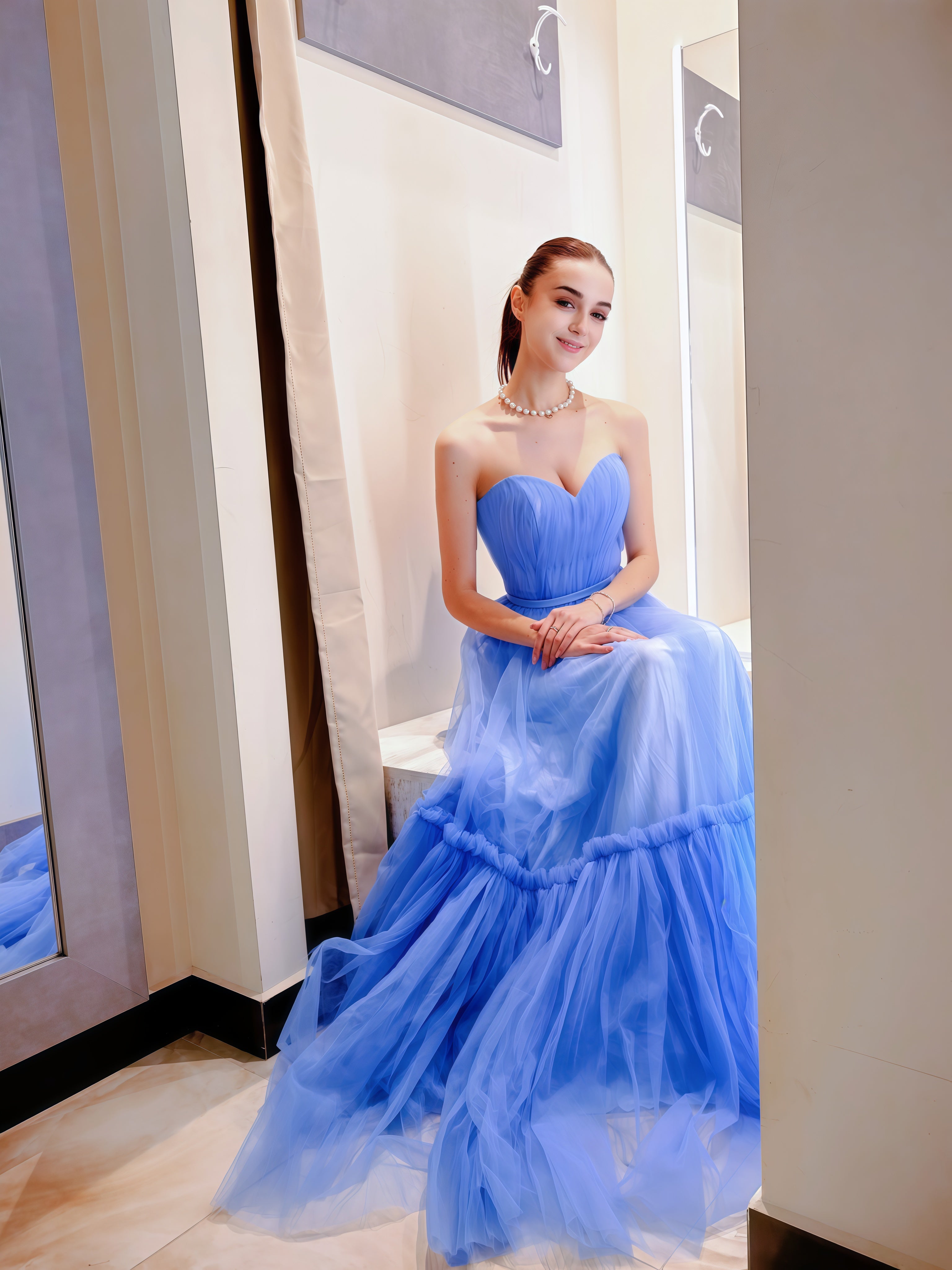 Abito da sera in tulle azzurro - Design elegante