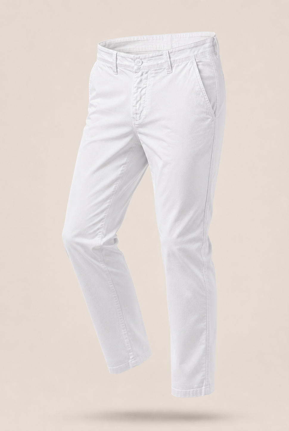 Pantaloni Chino Uomo in Cotone Elasticizzato Slim Fit 44-54 203 Bianco