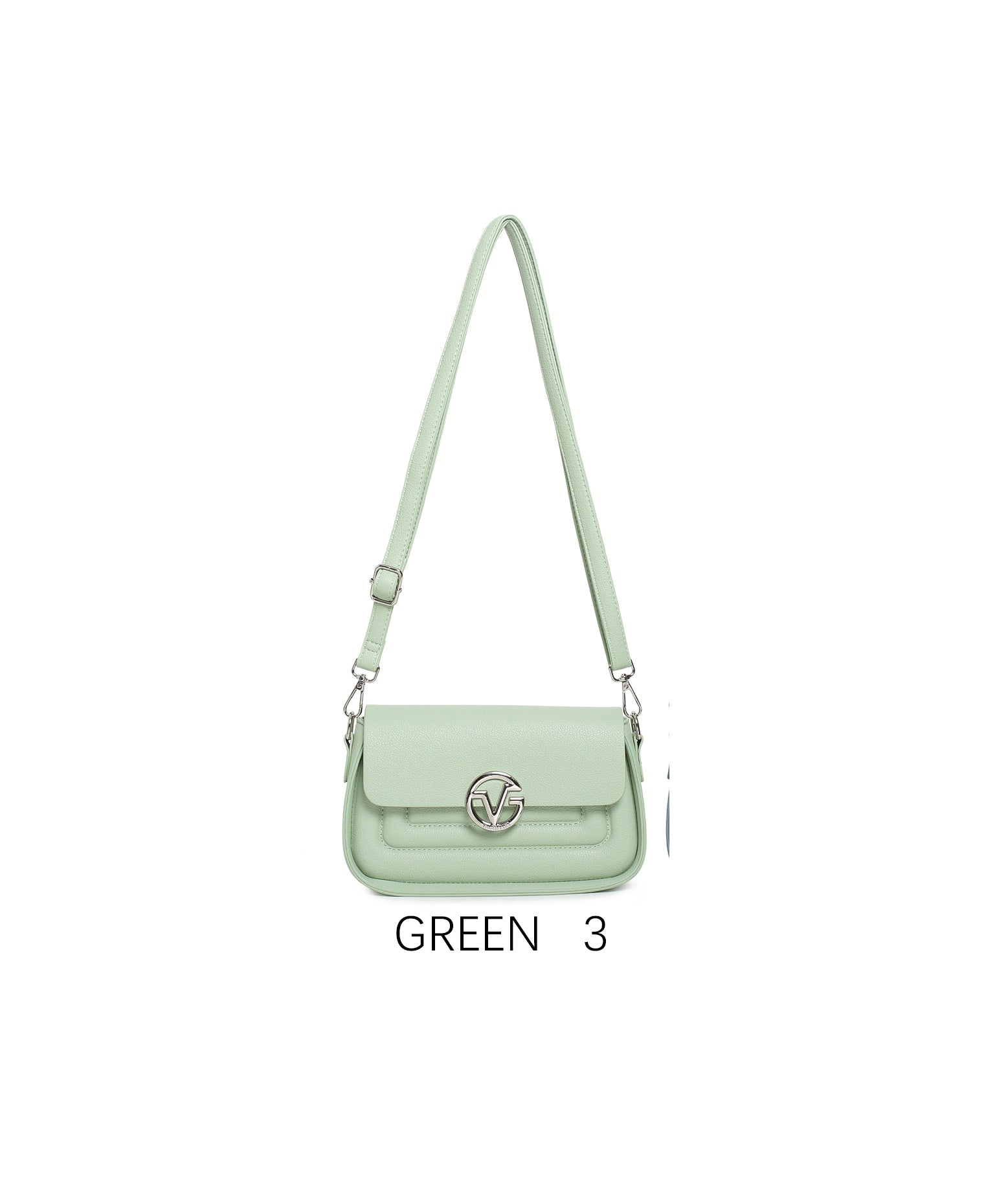 Elegant Small Shoulder Bag with Adjustable Strap & Metal Logo Verde