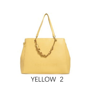 Borsa tote capiente con catena decorativa e tracolla regolabile Giallo
