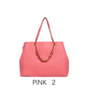 Borsa tote capiente con catena decorativa e tracolla regolabile Rosa