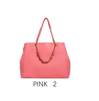 Borsa tote capiente con catena decorativa e tracolla regolabile Rosa