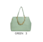 Borsa tote capiente con catena decorativa e tracolla regolabile Green