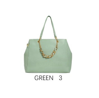 Borsa tote capiente con catena decorativa e tracolla regolabile Green