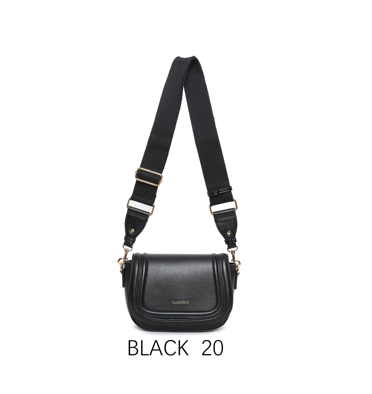Borsa a sella vintage con tracolla larga regolabile Nero