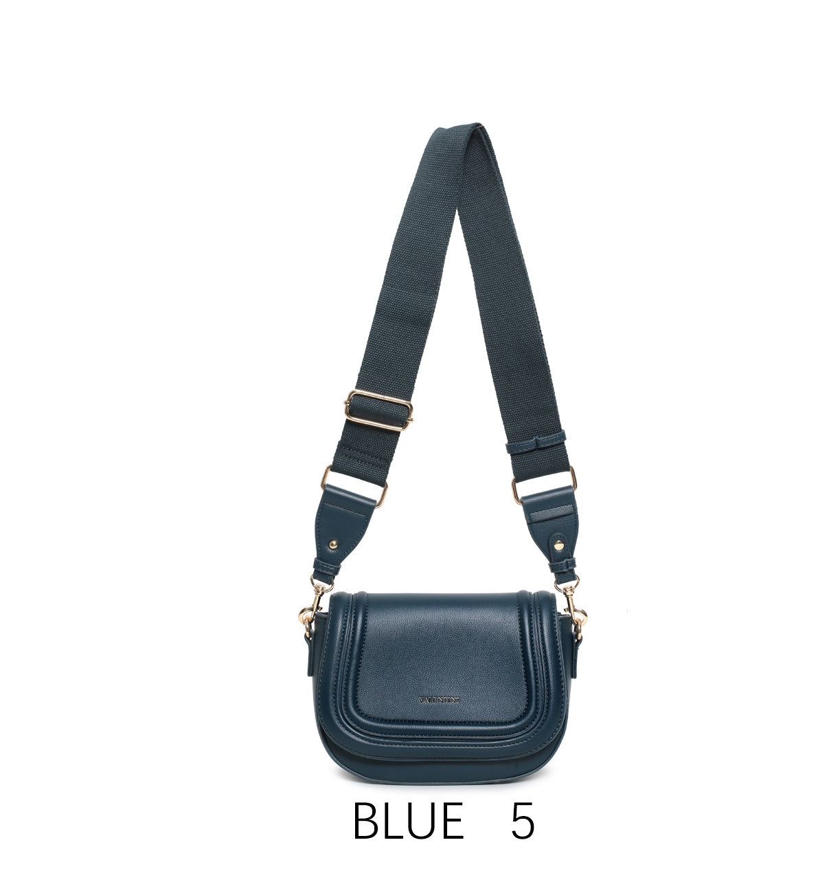 Borsa a sella vintage con tracolla larga regolabile Blu di Prussia