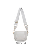 Borsa a sella vintage con tracolla larga regolabile Grigio