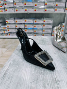 Sandali Eleganti con Tacco Alto - Design Brillante Nero