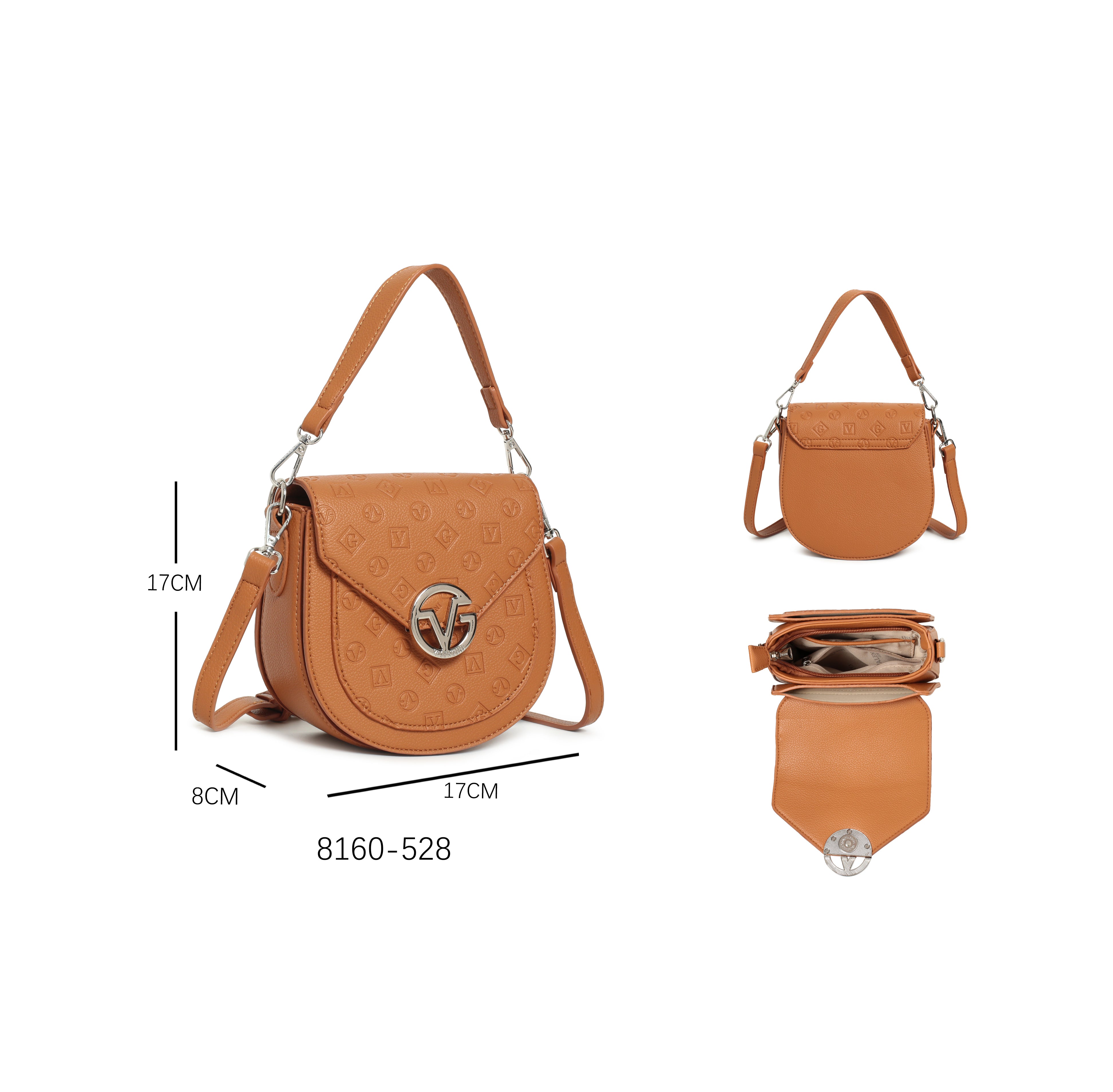 Borsa a sella vintage con logo in rilievo e tracolla regolabile