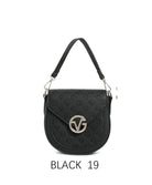 Borsa a sella vintage con logo in rilievo e tracolla regolabile Nero