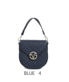 Borsa a sella vintage con logo in rilievo e tracolla regolabile b lu