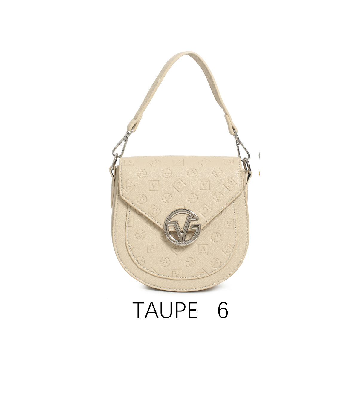 Borsa a sella vintage con logo in rilievo e tracolla regolabile Taupe