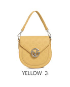 Borsa a sella vintage con logo in rilievo e tracolla regolabile Giallo