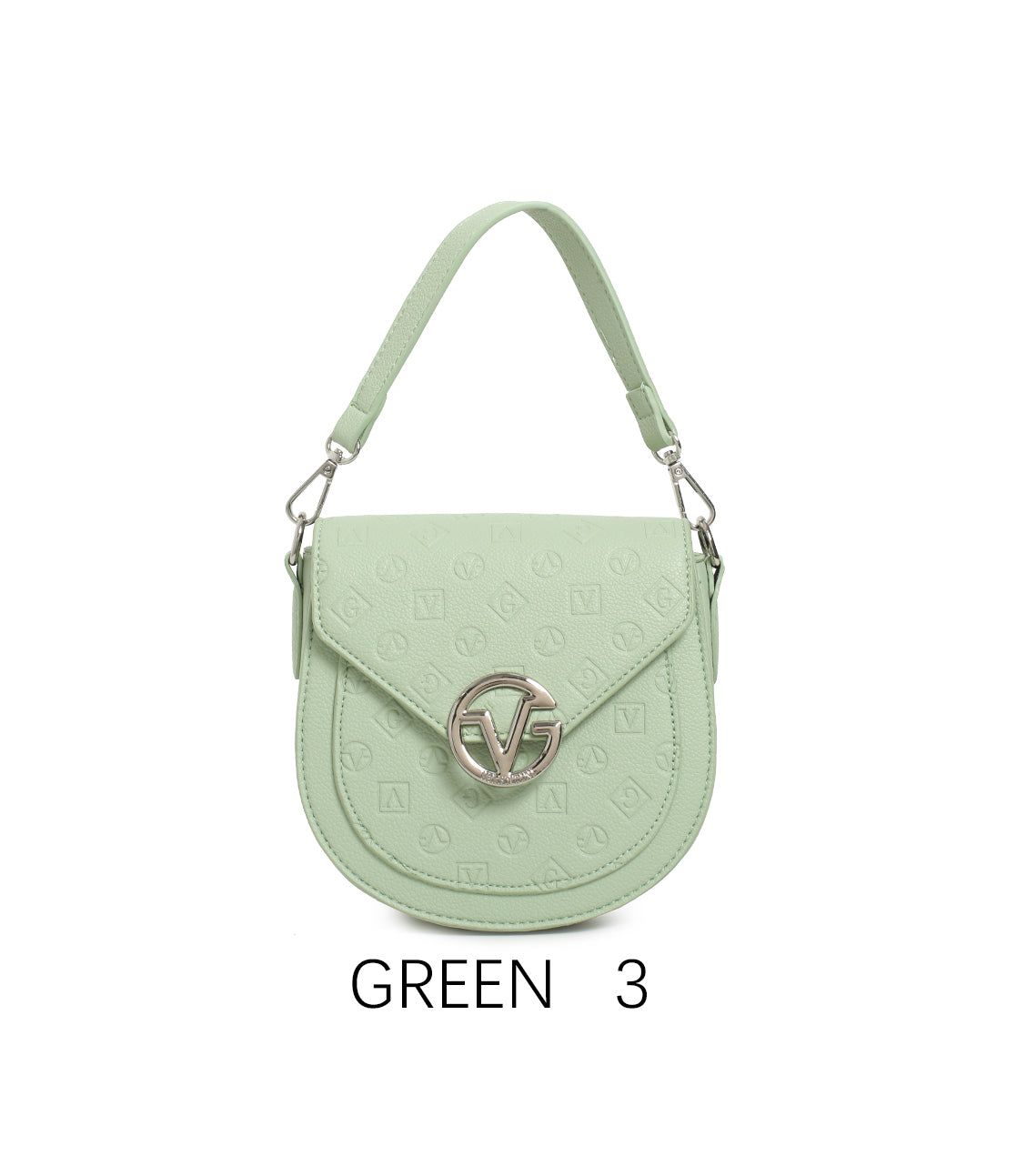 Borsa a sella vintage con logo in rilievo e tracolla regolabile Green