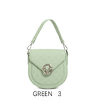 Borsa a sella vintage con logo in rilievo e tracolla regolabile Green