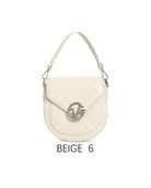 Borsa a sella vintage con logo in rilievo e tracolla regolabile Beige