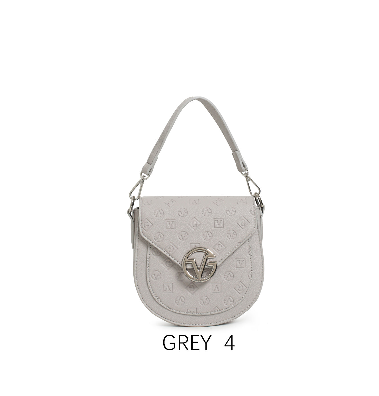 Borsa a sella vintage con logo in rilievo e tracolla regolabile Grigio