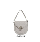 Borsa a sella vintage con logo in rilievo e tracolla regolabile Grigio