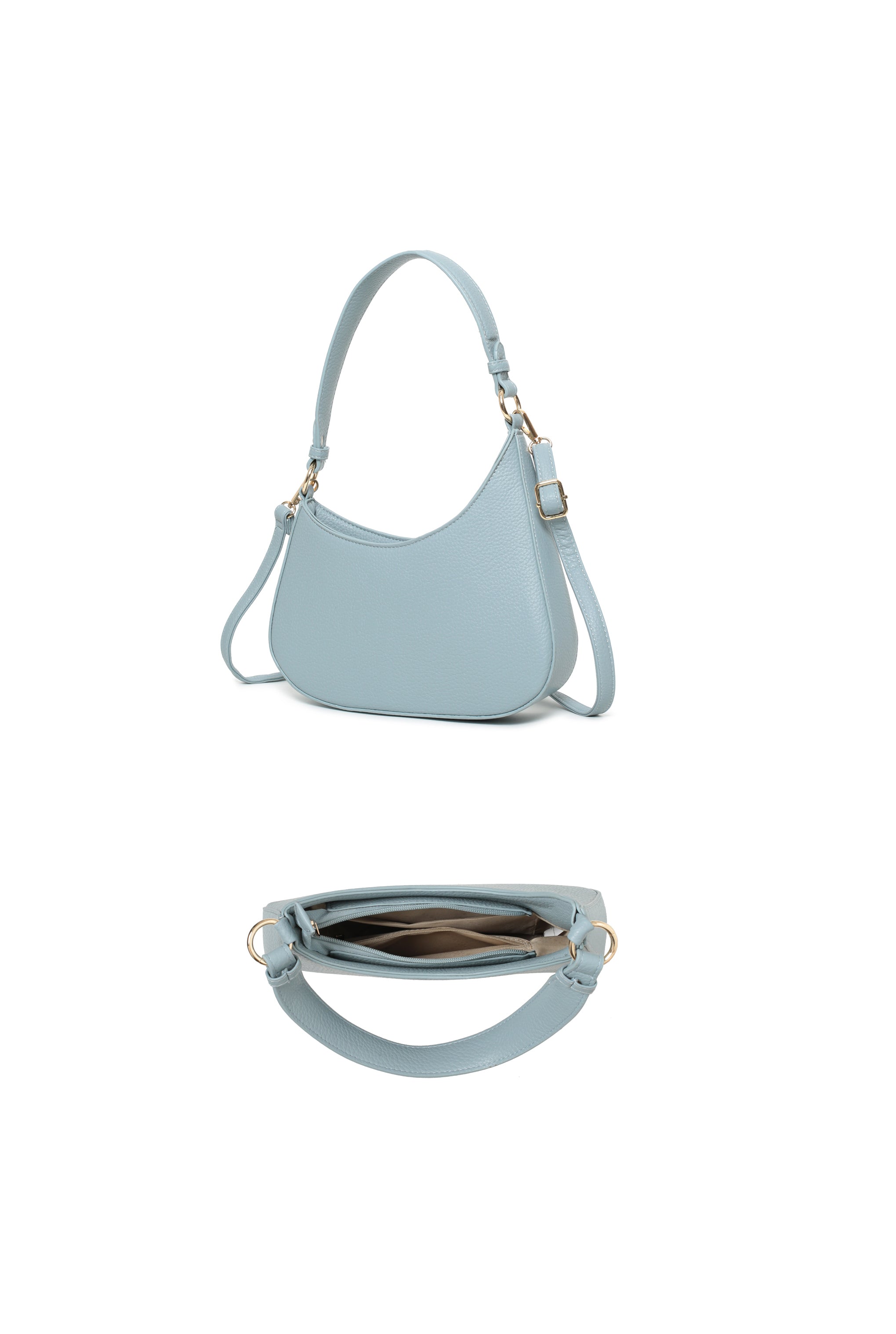 Borsa a spalla vintage a mezzaluna con tracolla regolabile