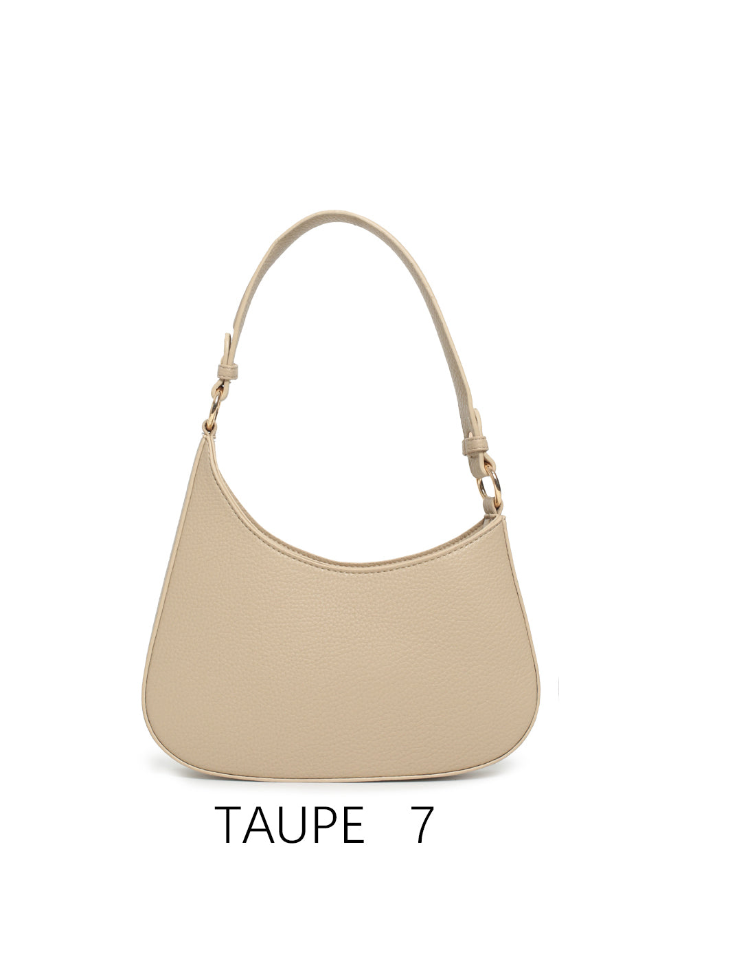 Borsa a spalla vintage a mezzaluna con tracolla regolabile Taupe