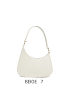 Borsa a spalla vintage a mezzaluna con tracolla regolabile Beige