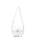 Elegant Small Shoulder Bag with Adjustable Strap & Metal Logo Bianco