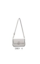 Elegant Small Shoulder Bag with Adjustable Strap & Metal Logo Grigio