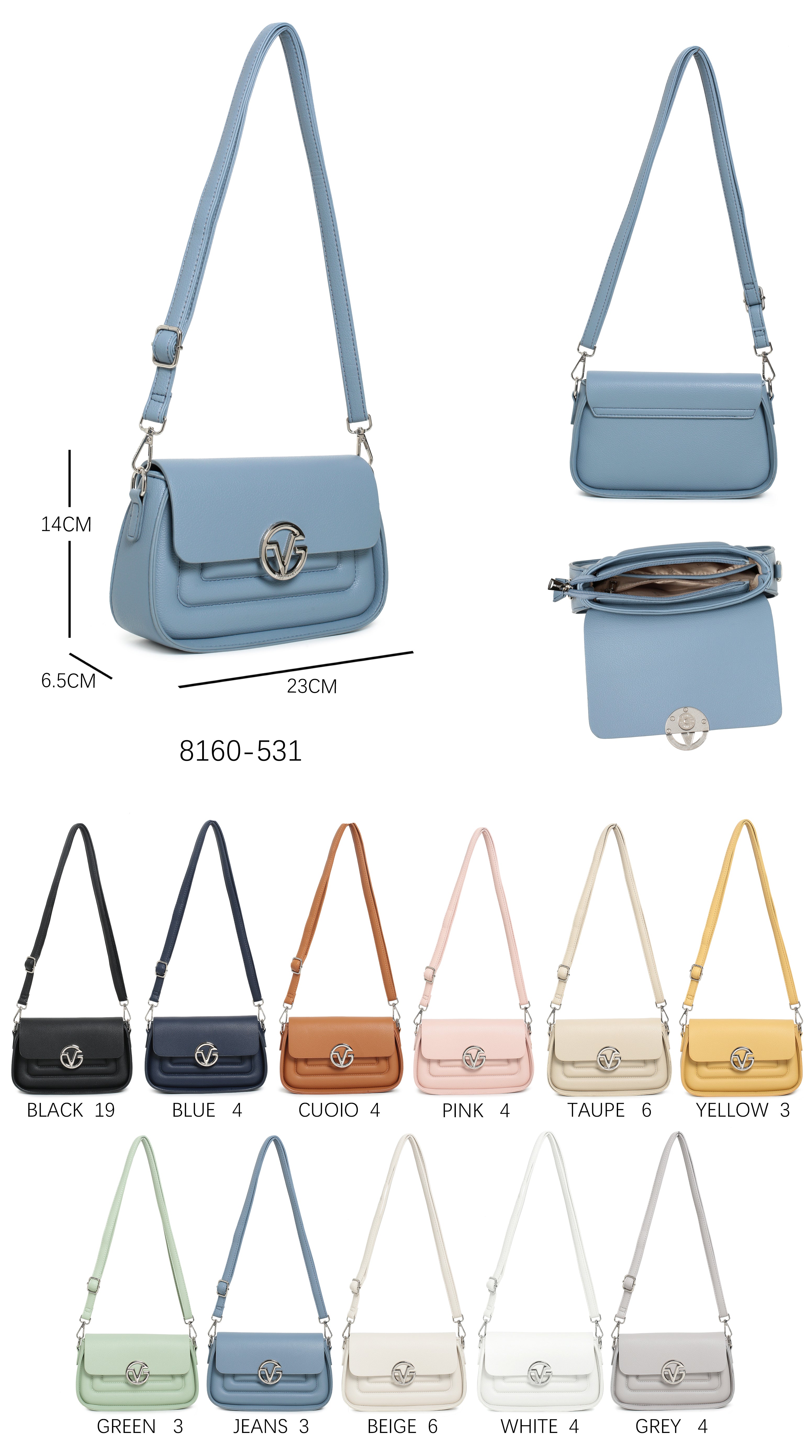 Elegant Small Shoulder Bag with Adjustable Strap & Metal Logo