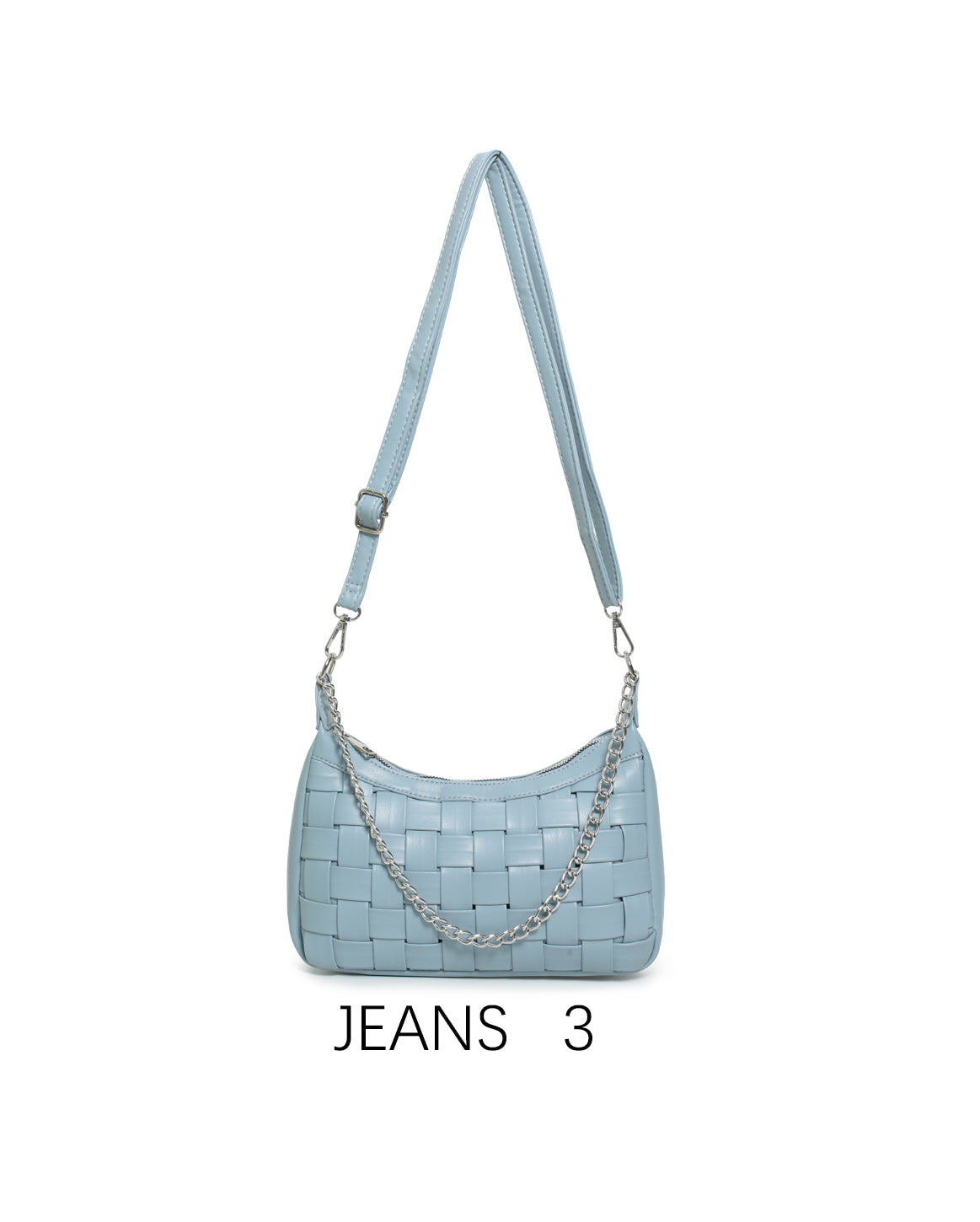 Borsa a spalla intrecciata con catena, tracolla regolabile Jeans