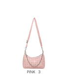 Borsa a spalla intrecciata con catena, tracolla regolabile Rosa