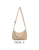 Borsa a spalla intrecciata con catena, tracolla regolabile Taupe