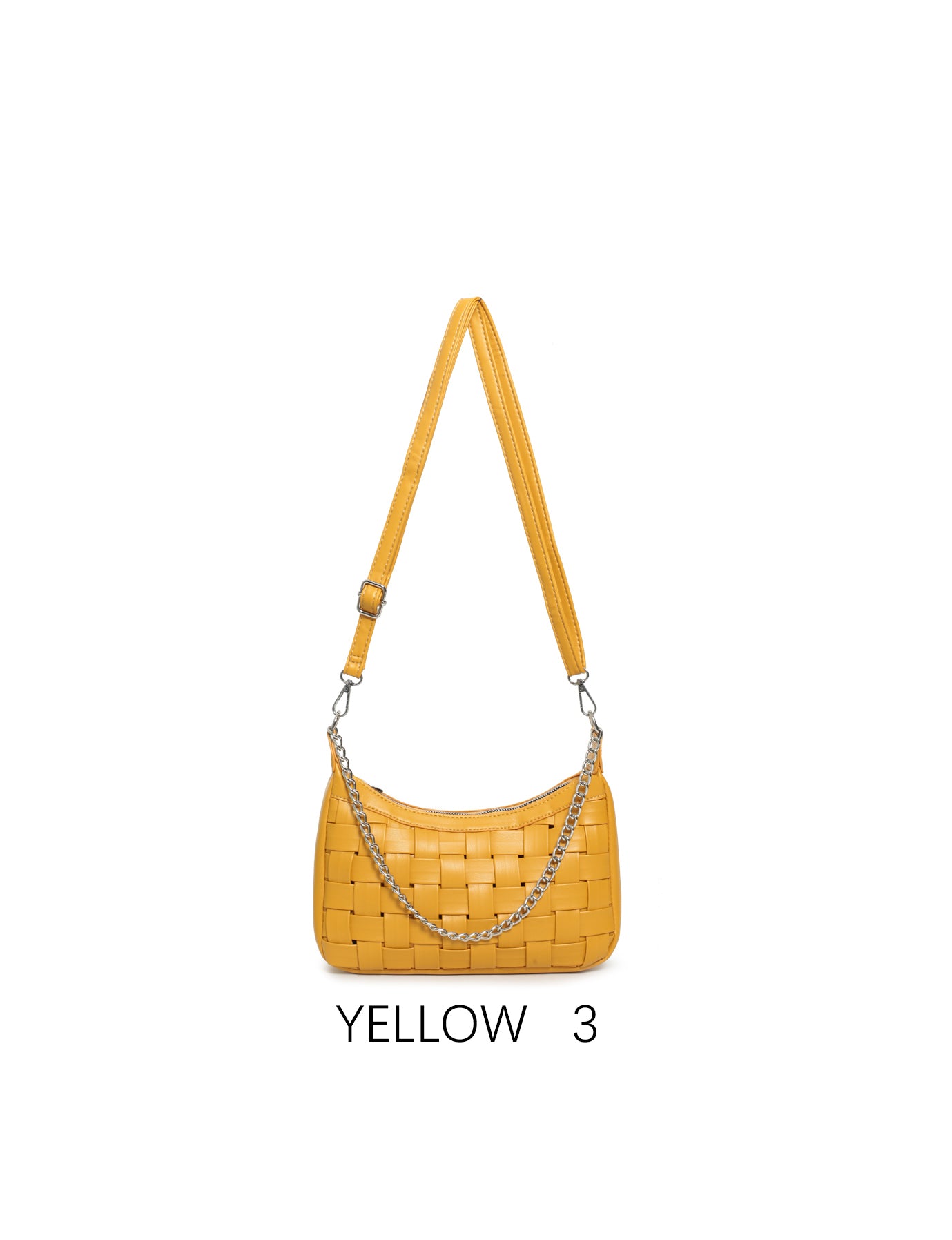 Borsa a spalla intrecciata con catena, tracolla regolabile Giallo